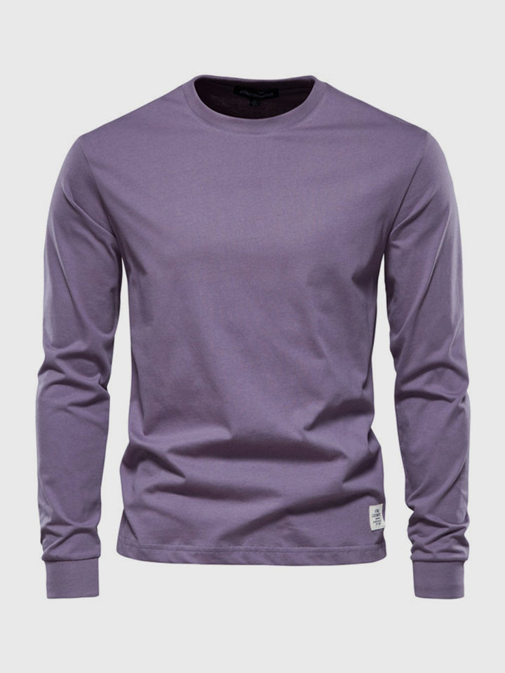 Men's Cotton Long-Sleeved Round Neck Shirt