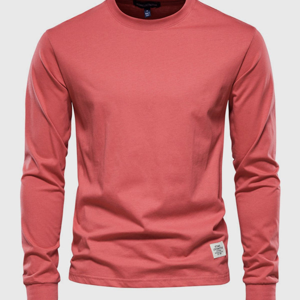Men's Cotton Long-Sleeved Round Neck Shirt