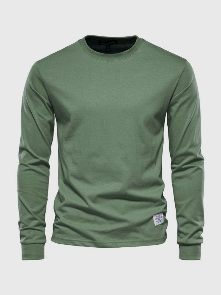 Men's Cotton Long-Sleeved Round Neck Shirt