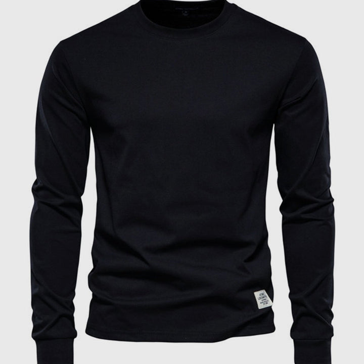 Men's Cotton Long-Sleeved Round Neck Shirt