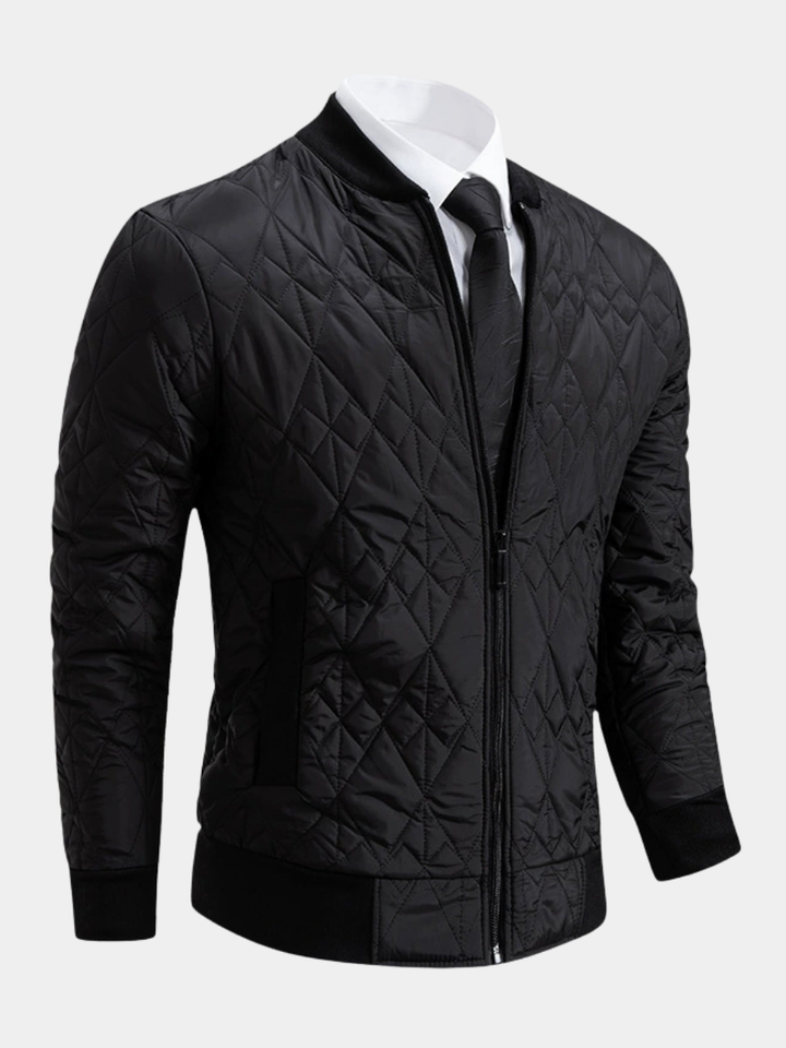 Men's Diamond Quilted Zip-Front Bomber Jacket
