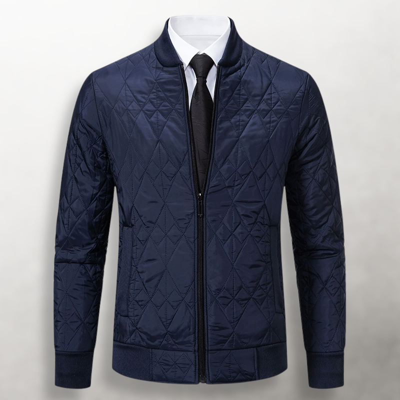 Men's Diamond Quilted Zip-Front Bomber Jacket