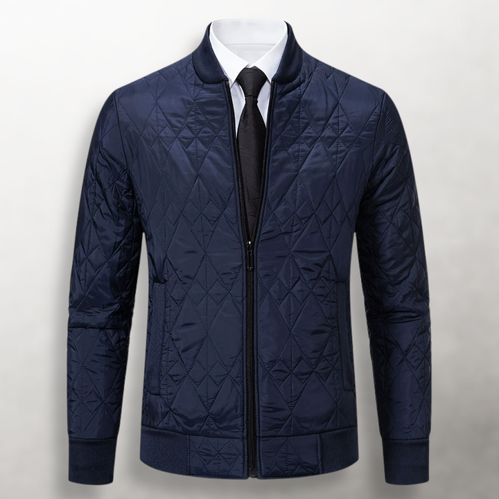 Men's Diamond Quilted Zip-Front Bomber Jacket