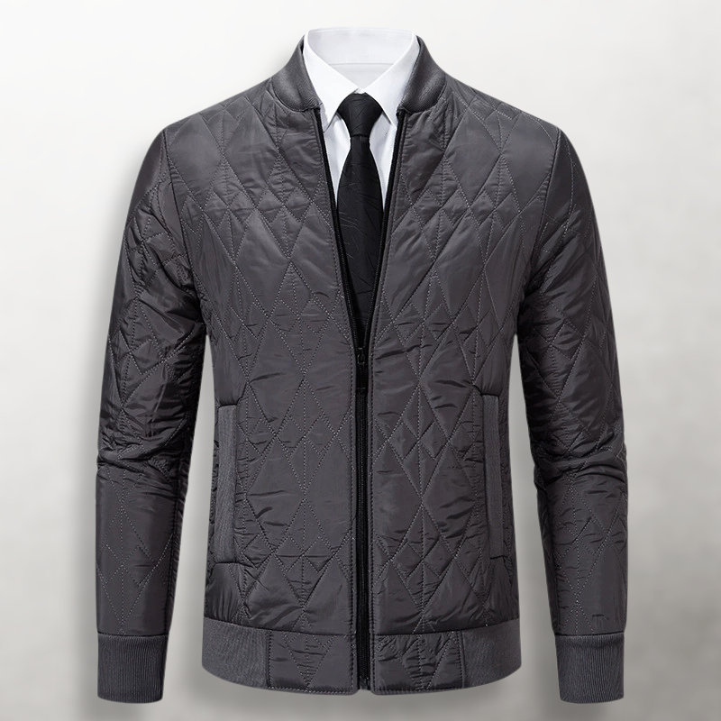 Men's Diamond Quilted Zip-Front Bomber Jacket