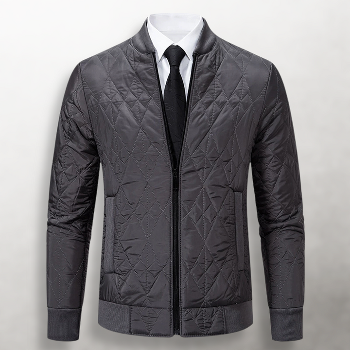 Men's Diamond Quilted Zip-Front Bomber Jacket