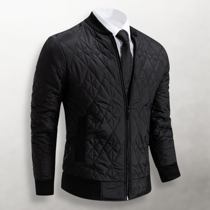 Men's Diamond Quilted Zip-Front Bomber Jacket