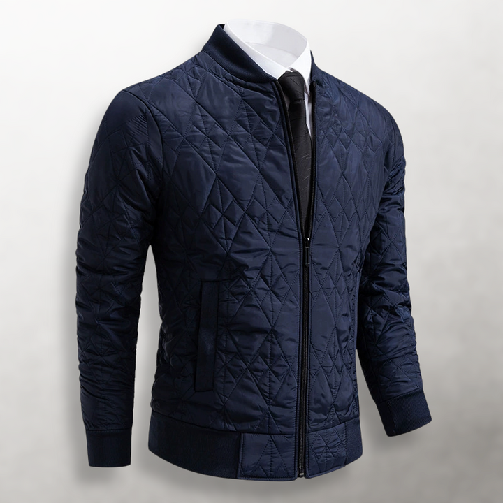Men's Diamond Quilted Zip-Front Bomber Jacket