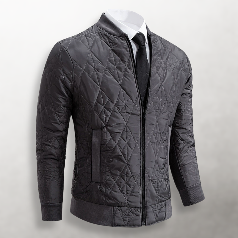 Men's Diamond Quilted Zip-Front Bomber Jacket