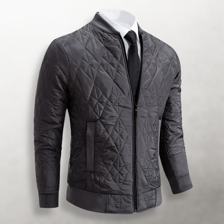 Men's Diamond Quilted Zip-Front Bomber Jacket