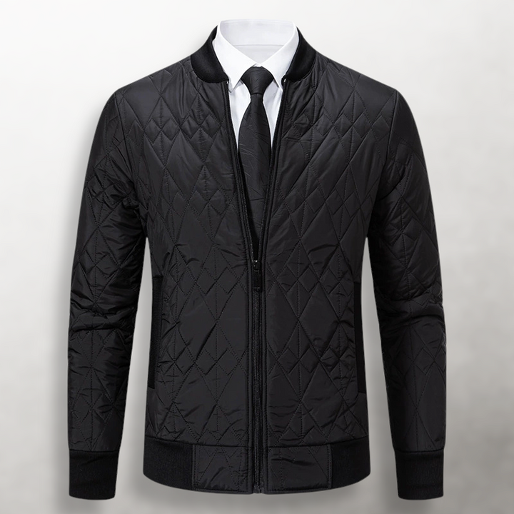 Men's Diamond Quilted Zip-Front Bomber Jacket