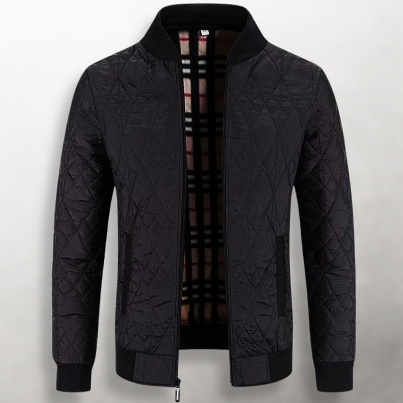 Men's Diamond Quilted Zip-Front Bomber Jacket