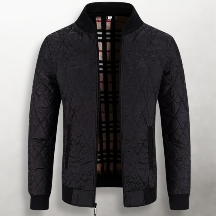 Men's Diamond Quilted Zip-Front Bomber Jacket