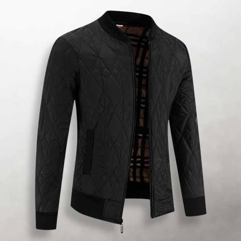 Men's Diamond Quilted Zip-Front Bomber Jacket