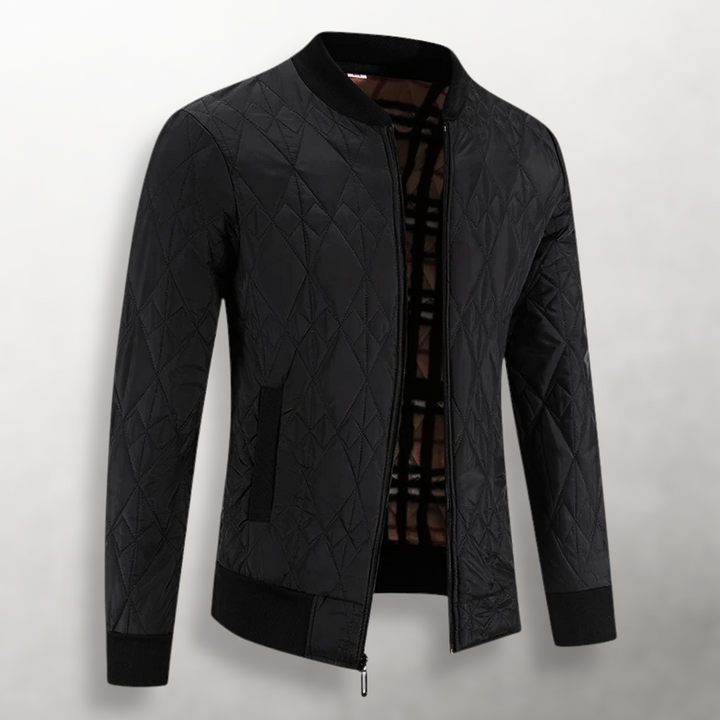 Men's Diamond Quilted Zip-Front Bomber Jacket