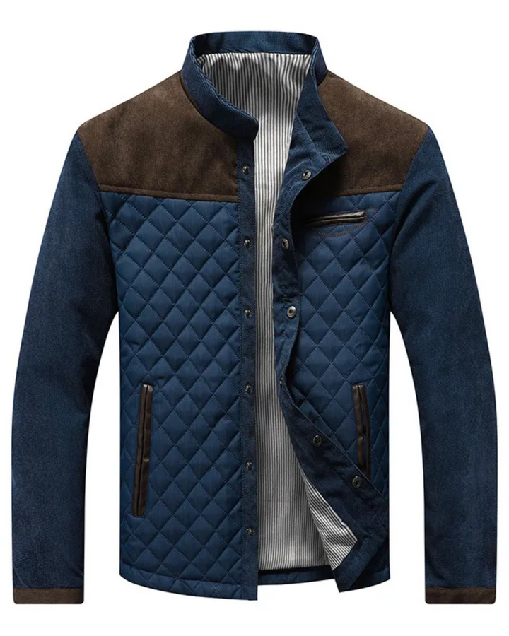 Men's Quilted Stand Collar Snap-Button Jacket