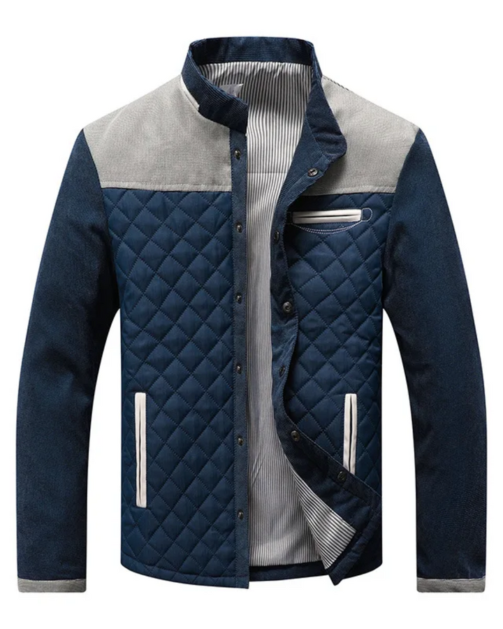 Men's Quilted Stand Collar Snap-Button Jacket