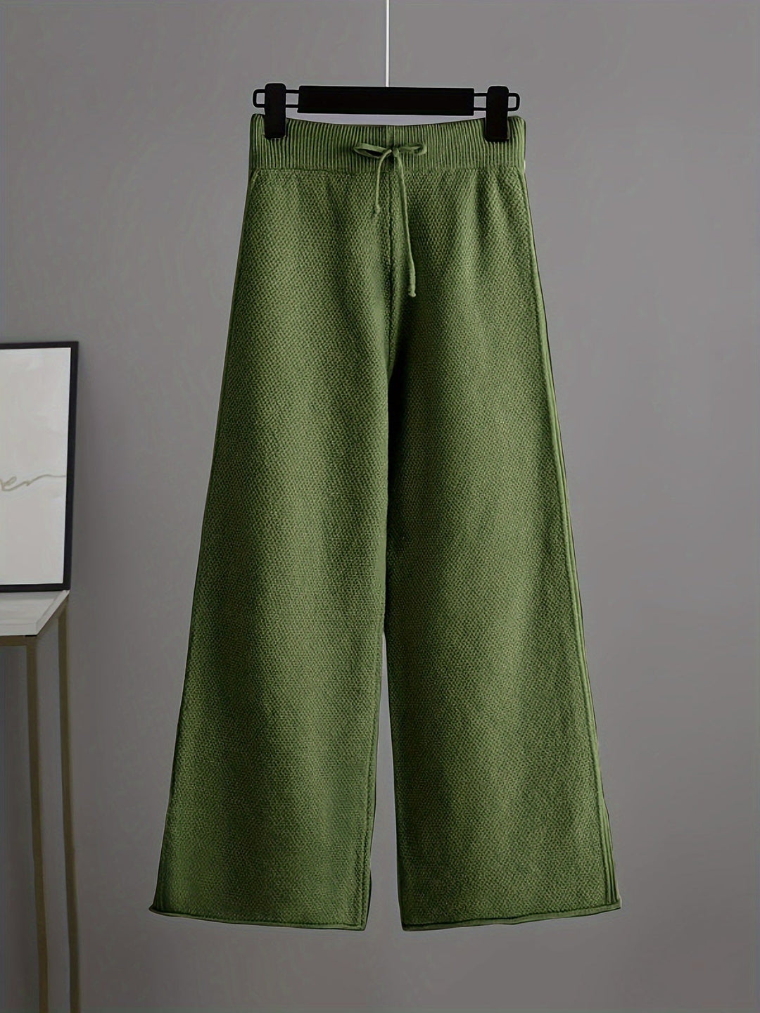 Women's Cropped Crewneck Knit Sweater and Wide-Leg Pants Set