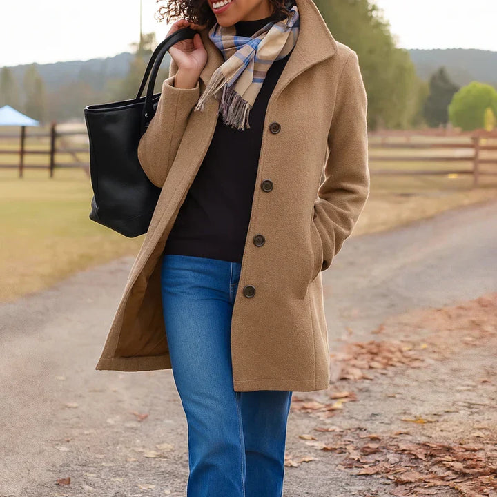 Women's Button-Front Wool Coat for Stylish Winter Wear