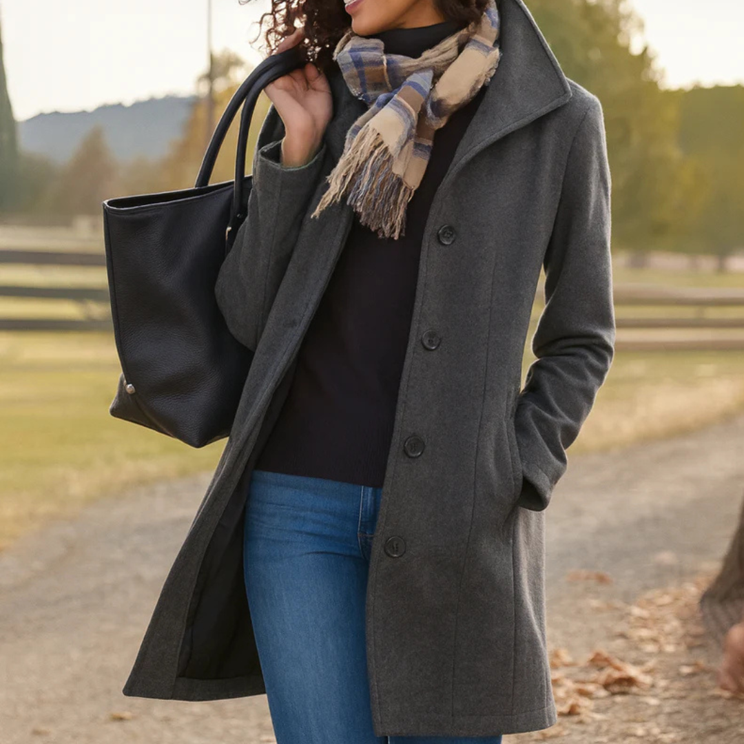 Women's Button-Front Wool Coat for Stylish Winter Wear