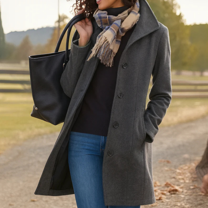 Women's Button-Front Wool Coat for Stylish Winter Wear