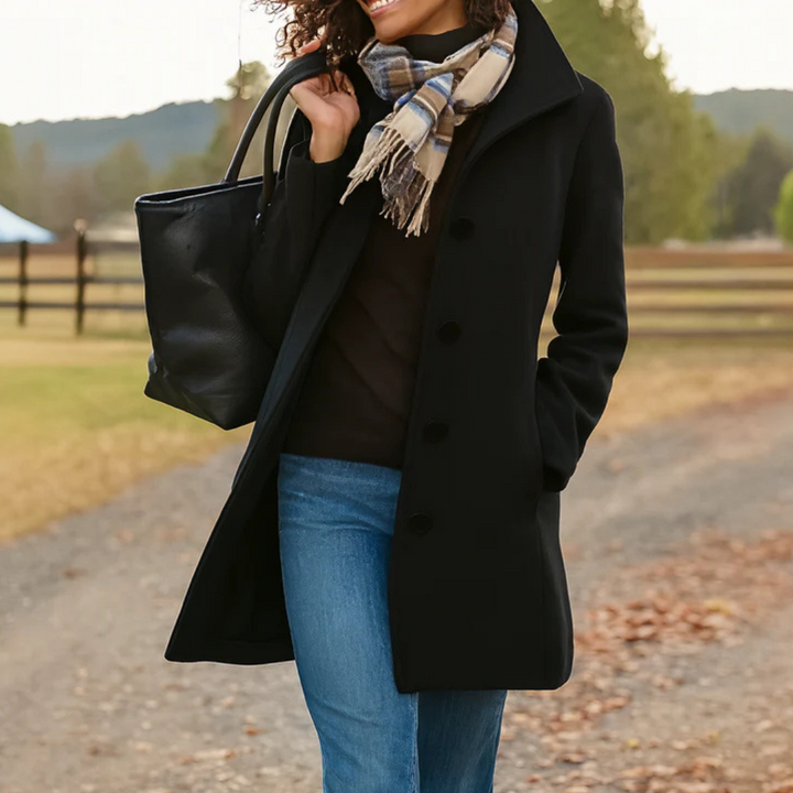 Women's Button-Front Wool Coat for Stylish Winter Wear