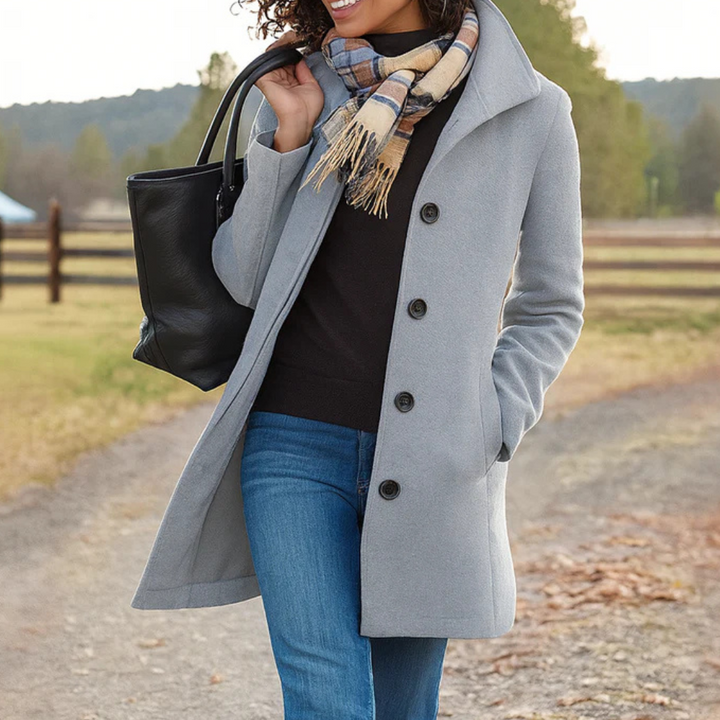 Women's Button-Front Wool Coat for Stylish Winter Wear