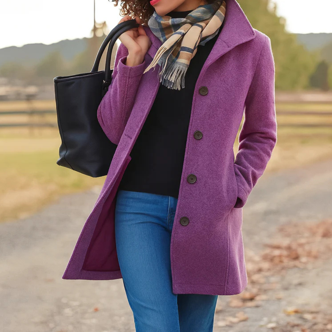 Women's Button-Front Wool Coat for Stylish Winter Wear