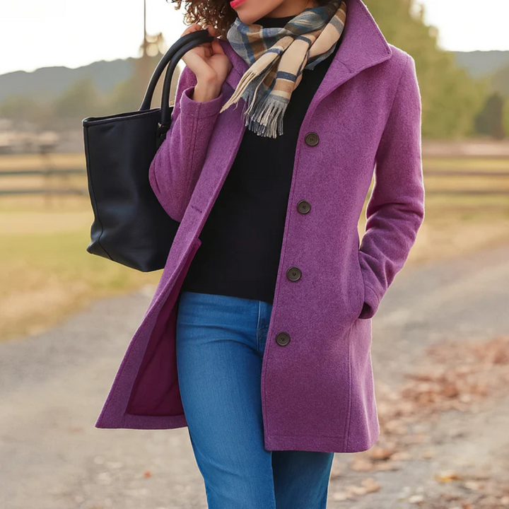 Women's Button-Front Wool Coat for Stylish Winter Wear