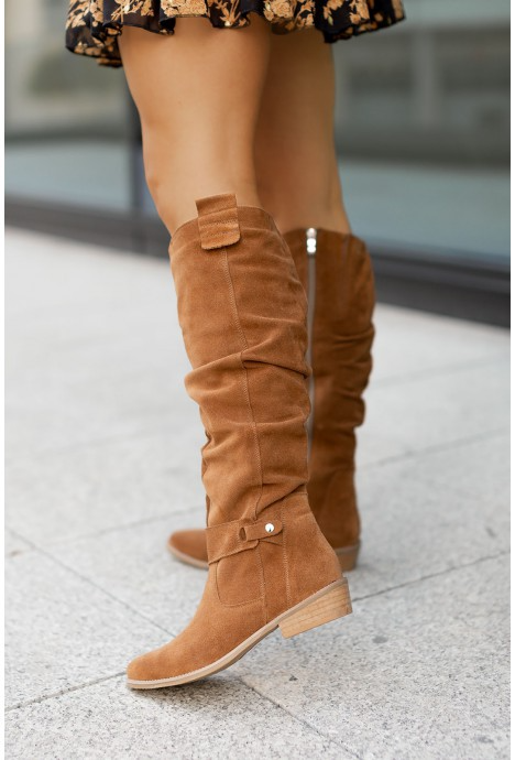Women's Knee-High Slouch Boots with Side Zip Closure
