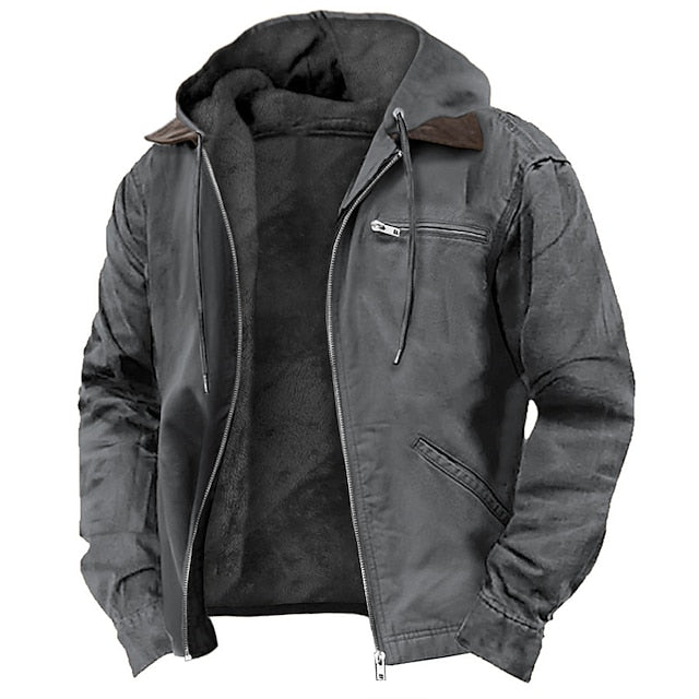 Men's Modern Hooded Jacket with Drawstring Waist for Stylish Comfort