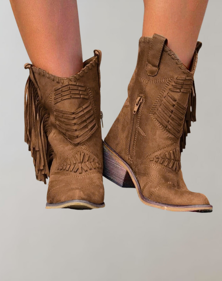 Women's Fringe Ankle Boots with Zip Closure