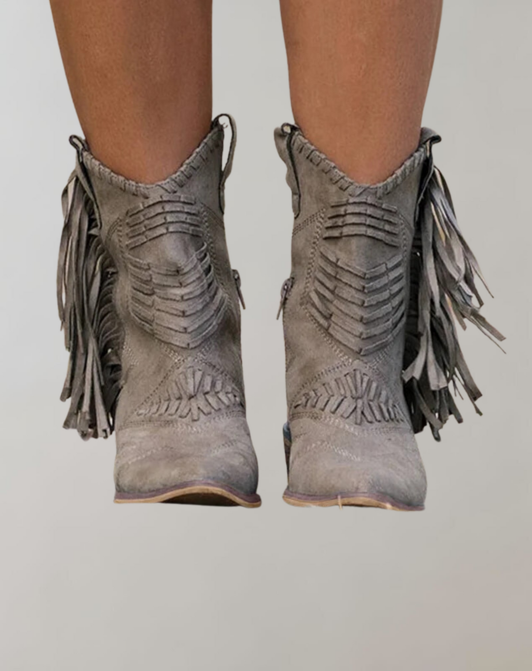 Women's Fringe Ankle Boots with Zip Closure