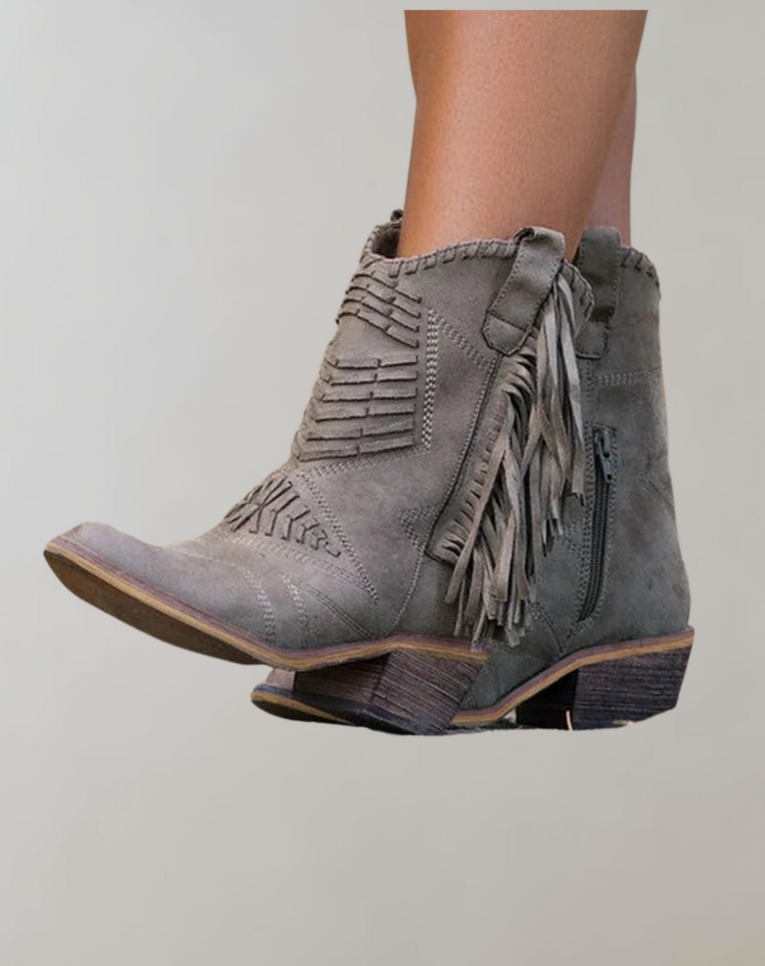 Women's Fringe Ankle Boots with Zip Closure