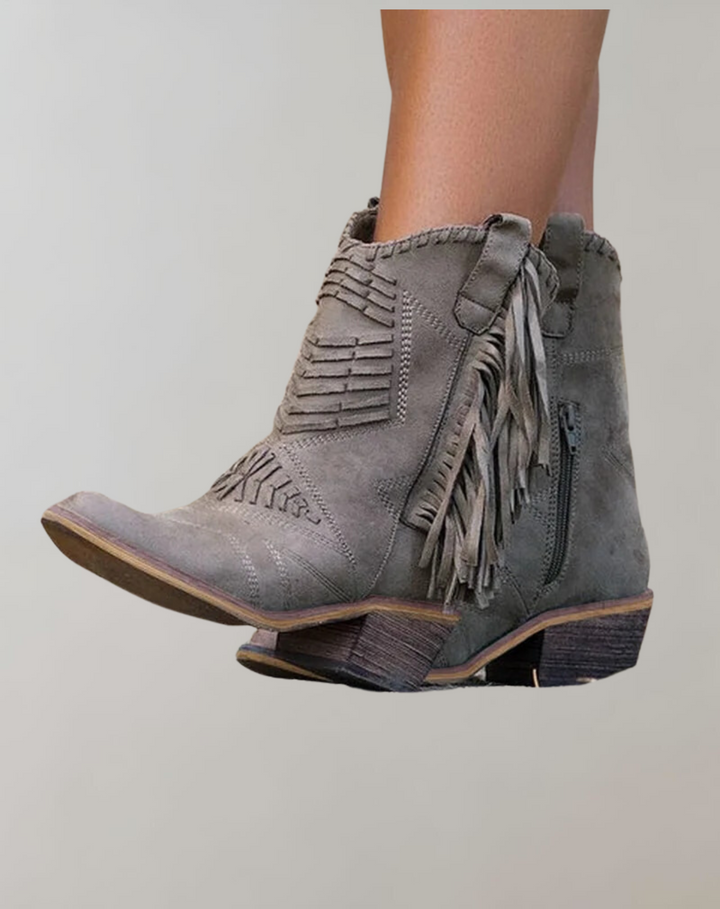 Women's Fringe Ankle Boots with Zip Closure