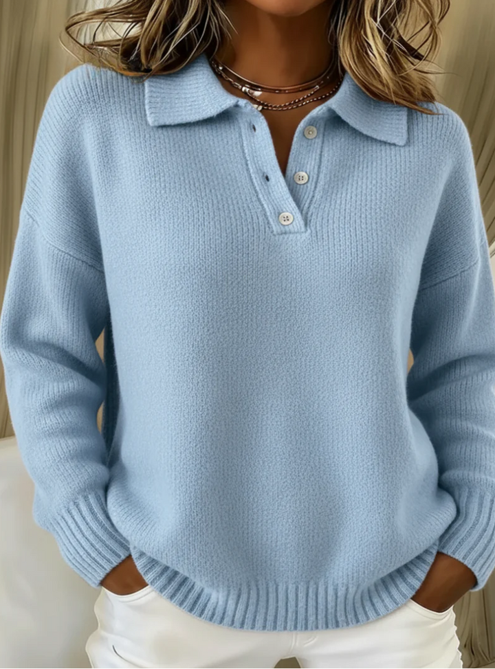 Women's Ribbed Knit Polo Sweater