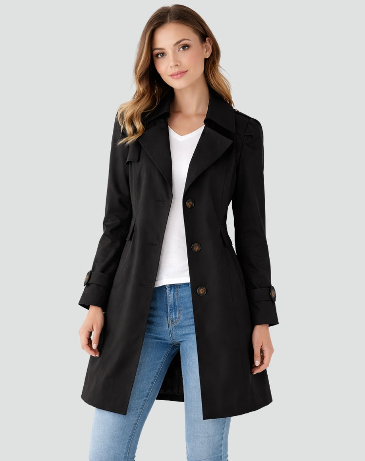 Women's Classic Tailored Trench Coat for Everyday Wear