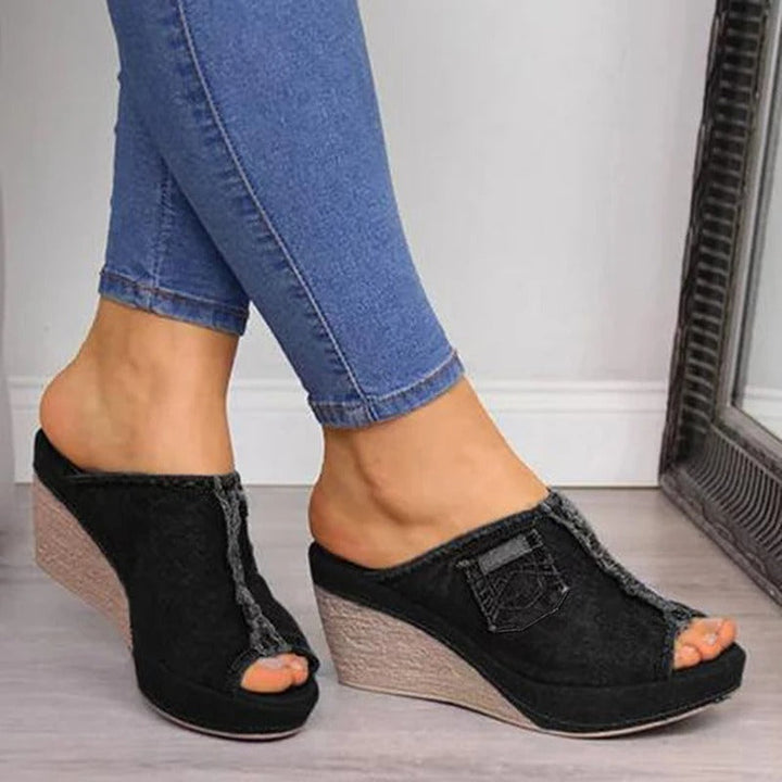 Elisabetta | Women's Denim Wedge Sandals