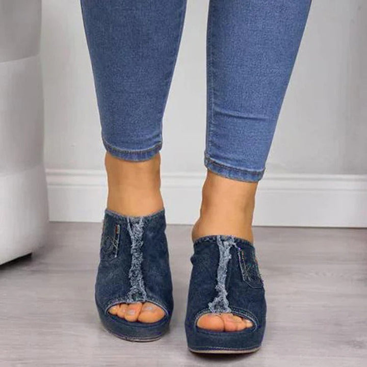 Elisabetta | Women's Denim Wedge Sandals