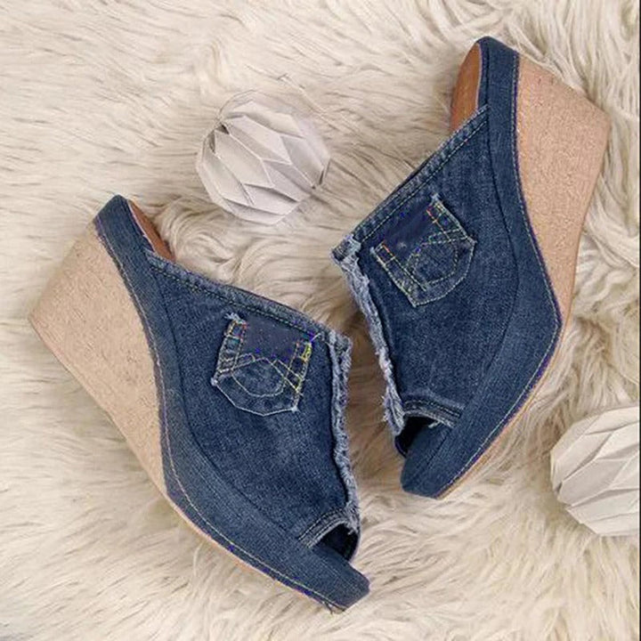 Elisabetta | Women's Denim Wedge Sandals