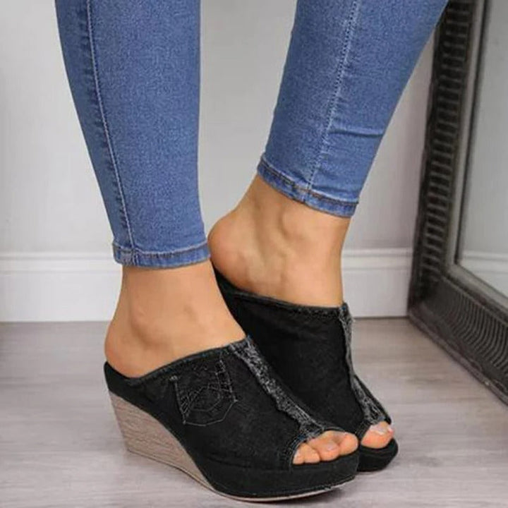Elisabetta | Women's Denim Wedge Sandals