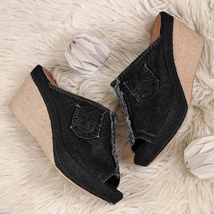 Elisabetta | Women's Denim Wedge Sandals