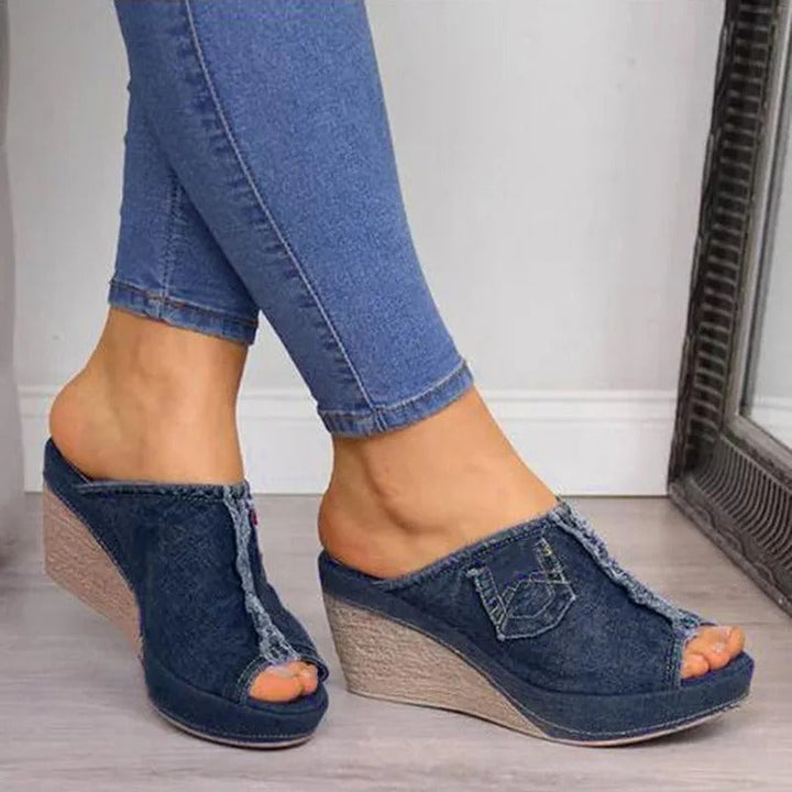 Elisabetta | Women's Denim Wedge Sandals