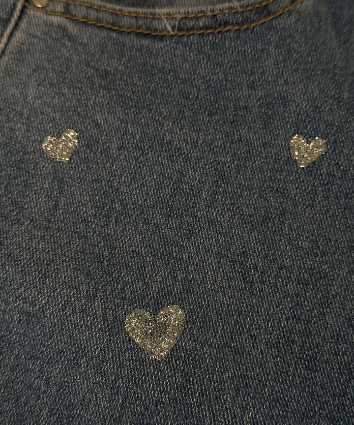 Amelie | Women's Stretch Wide Leg Jeans with Heart Print