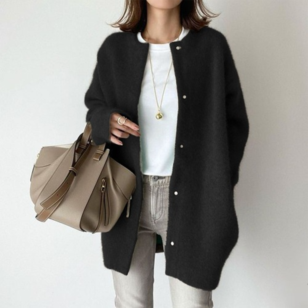 Women's Relaxed Fit Button-Front Wool Cardigan