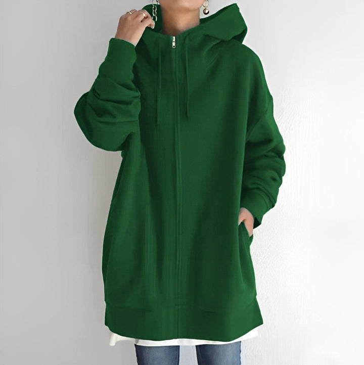 Women's Oversized Zip Hoodie with Drawstring Hood