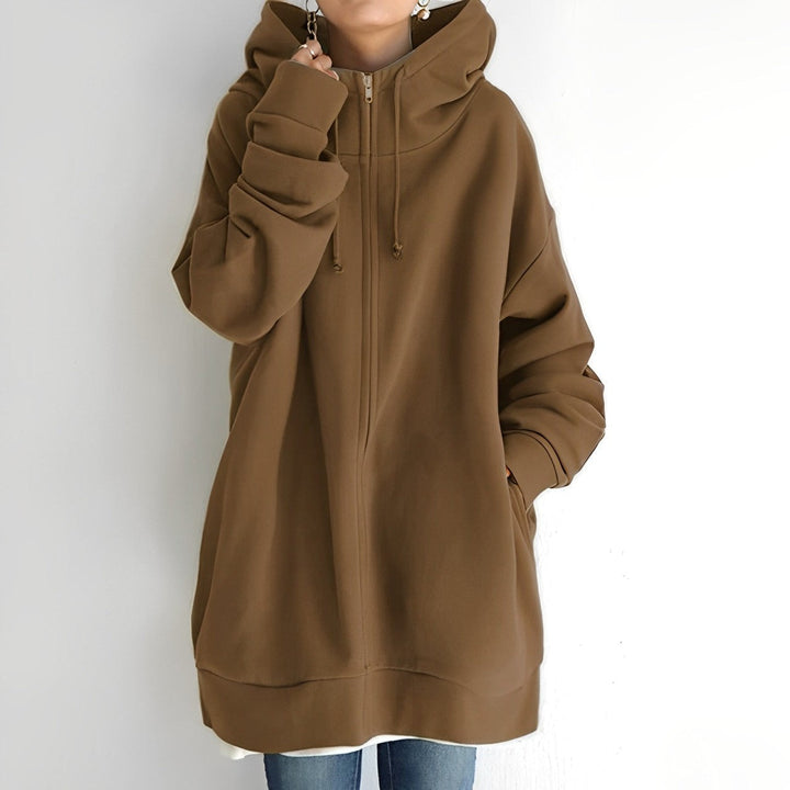 Women's Oversized Zip Hoodie with Drawstring Hood