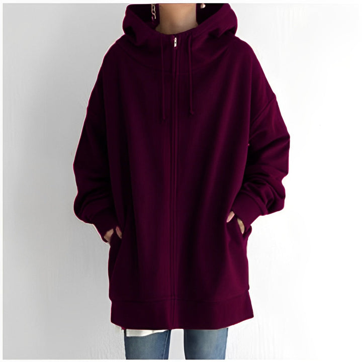 Women's Oversized Zip Hoodie with Drawstring Hood