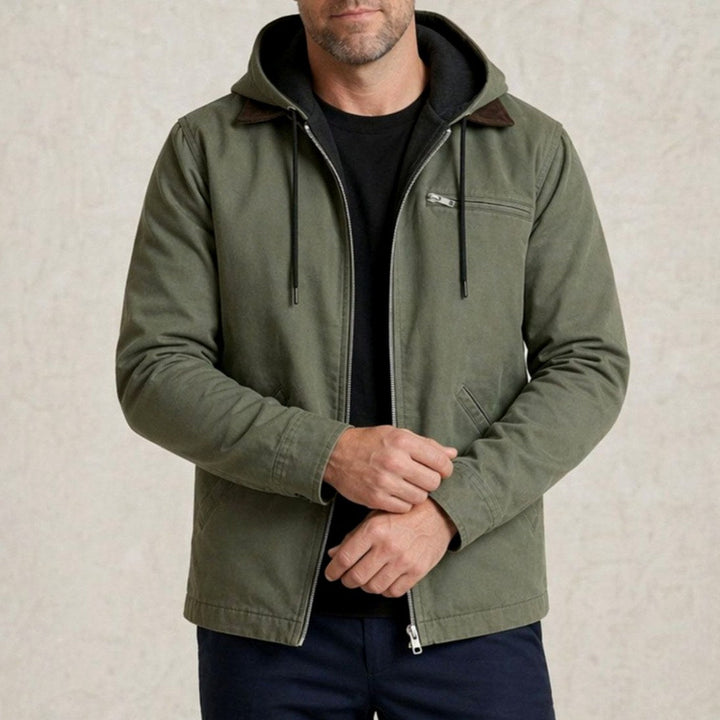 Men's Zip-Front Jacket with Drawstring Hood
