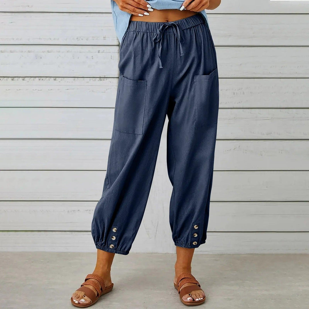 Mira | Women's Light Summer Linen Trousers with Drawstring