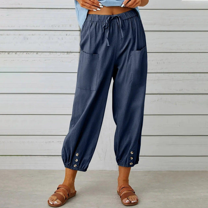 Mira | Women's Light Summer Linen Trousers with Drawstring